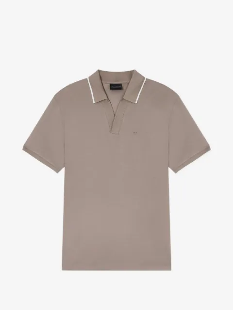Emporio Armani Piqued-Poloshirt mit V-Ausschnitt