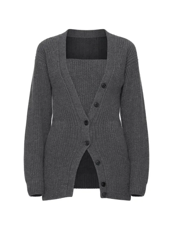 Alexander Wang Button Square-neck Cardigan in Grey