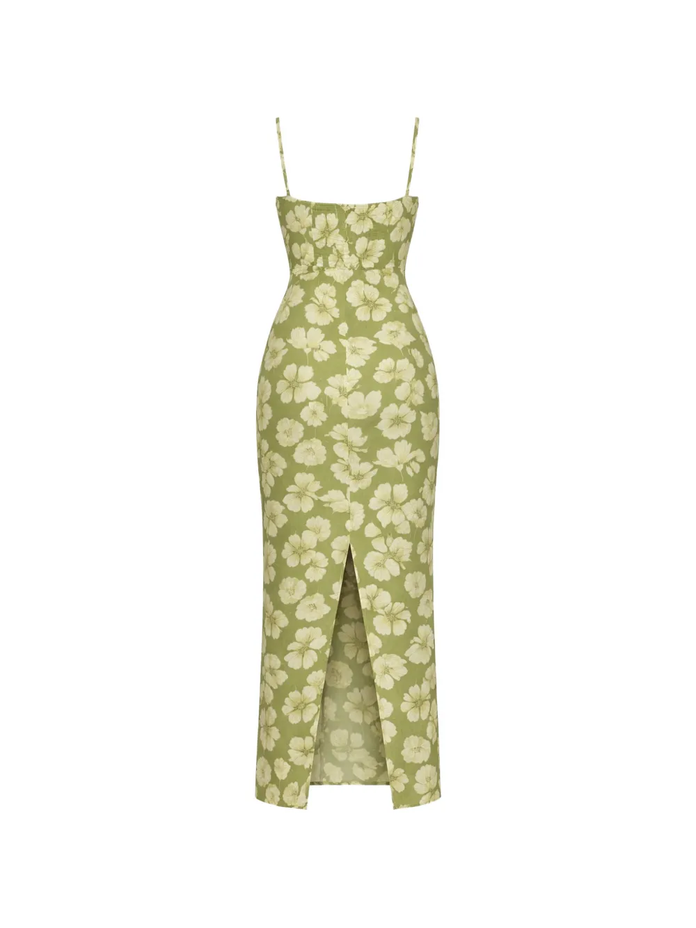 Reformation Floral-print Front-slit Midi Dress - Green 
