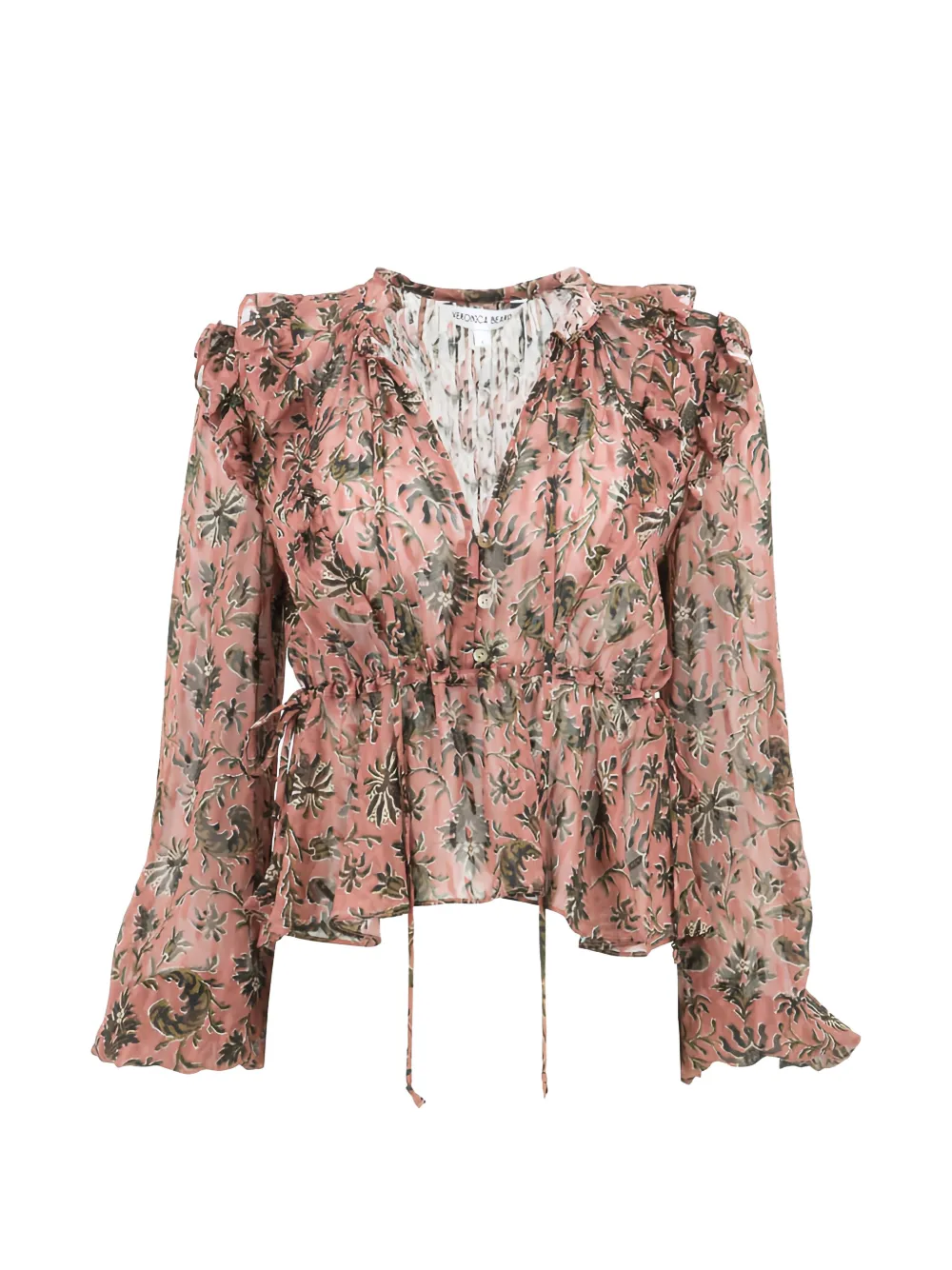 Veronica Beard floral-print ruffled blouse - Rosa