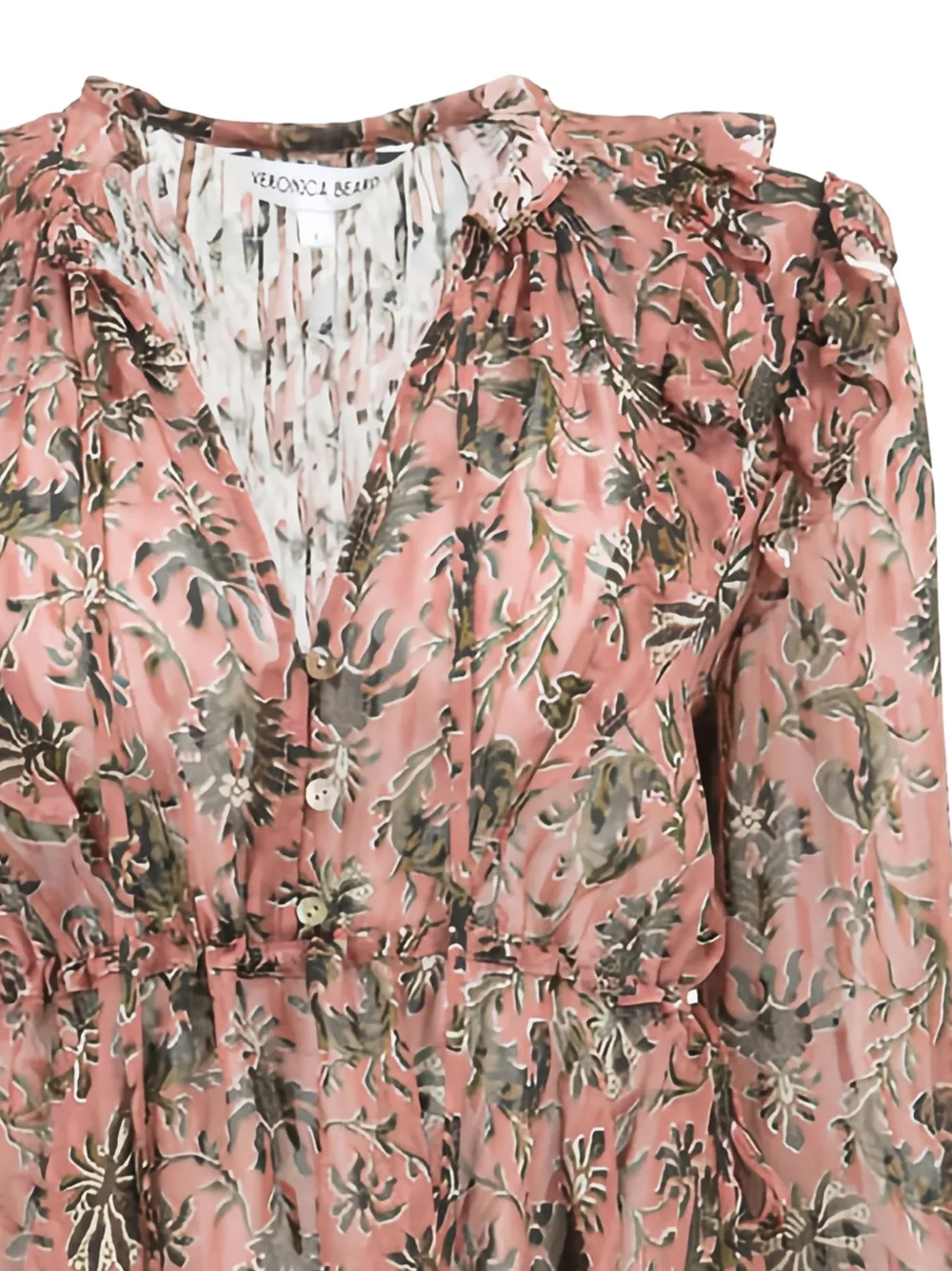  Veronica Beard Floral-print Ruffled Blouse - Pink 