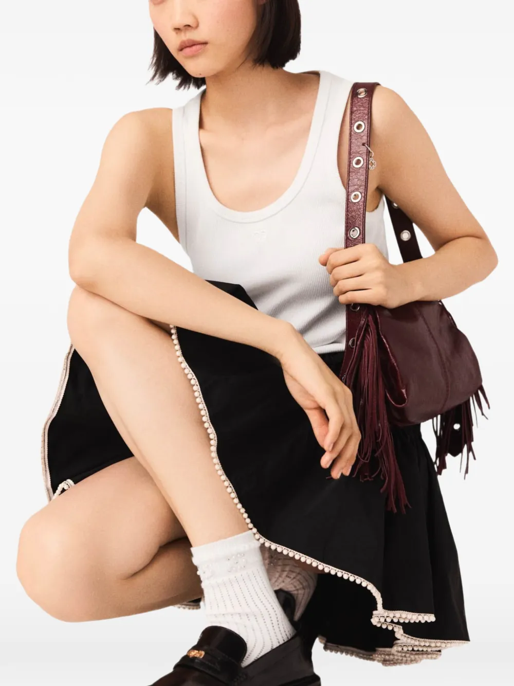 Maje ribbed tank top - Bianco