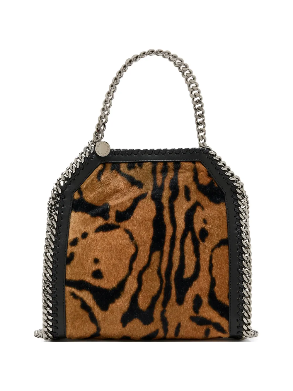 Stella McCartney mini Falabella tiger-print chain tote bag - Marrone