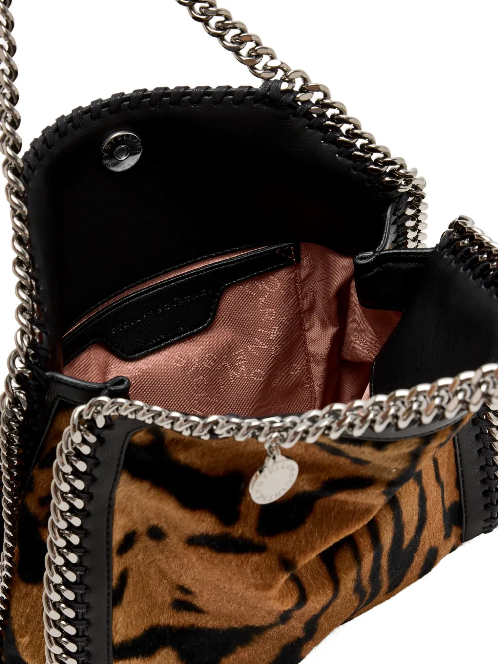 Stella McCartney Falabella shopper met tijgerprint en ketting Bruin