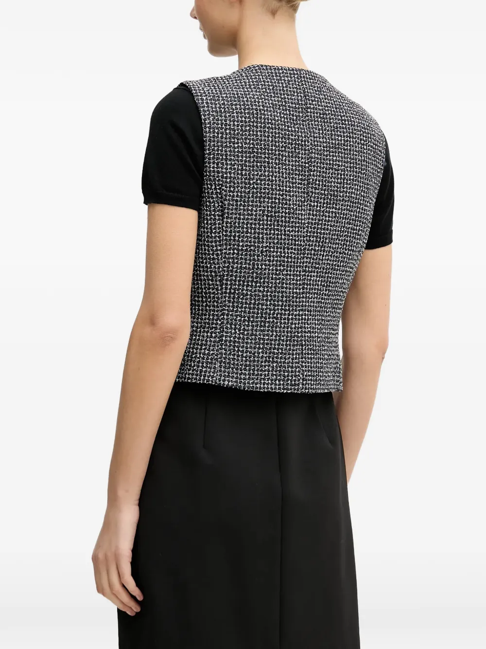 DKNY Tweed gilet met knoop Zwart
