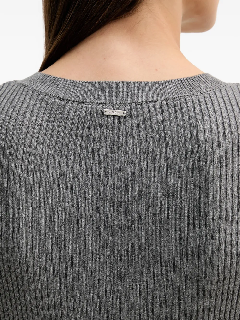 DKNY Geribbelde jurk met knopen Grijs