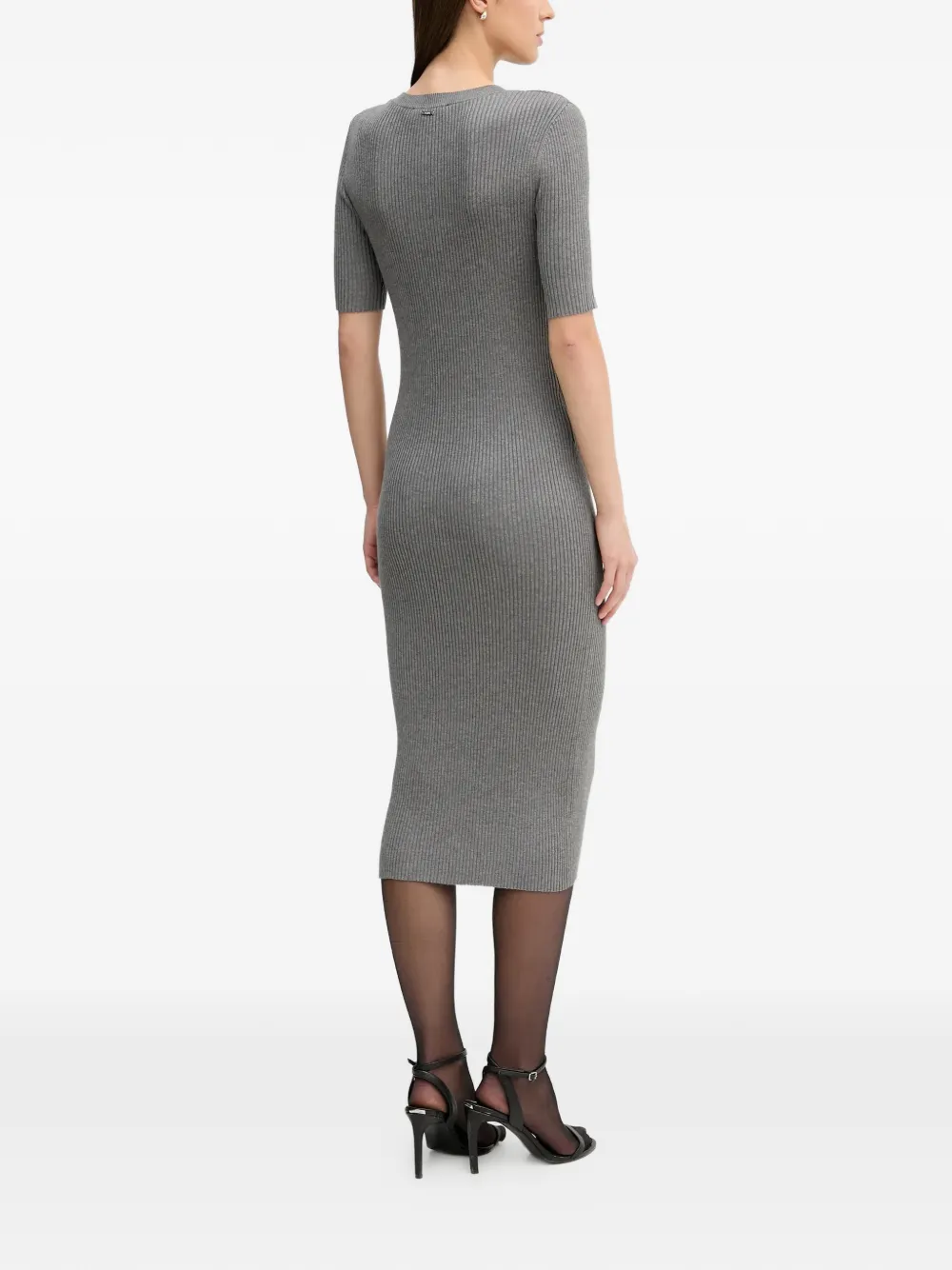 DKNY Geribbelde jurk met knopen Grijs