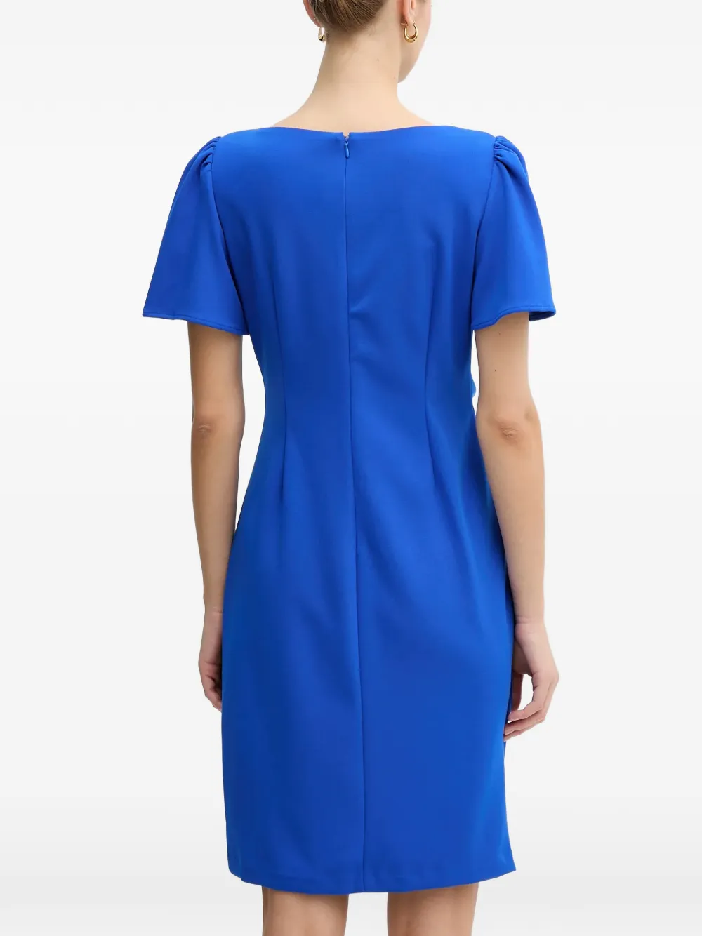  Dkny Puffed Sleeve Gathered Dress - Blue 