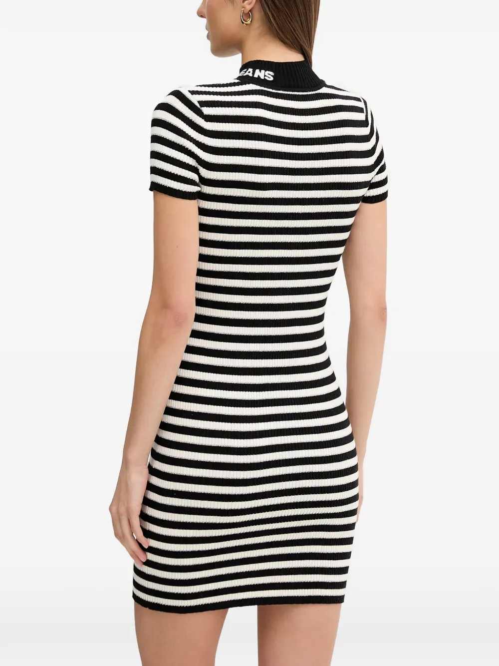 DKNY Gestreepte jurk met col Zwart
