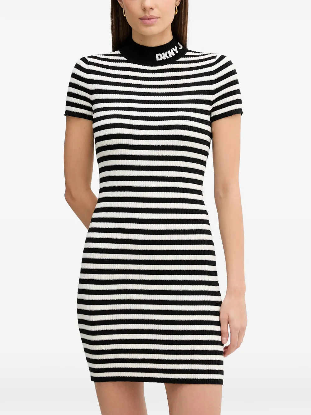 DKNY striped roll-neck dress - Nero