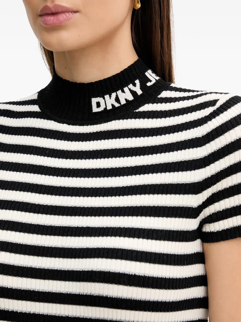 DKNY Gestreepte jurk met col Zwart