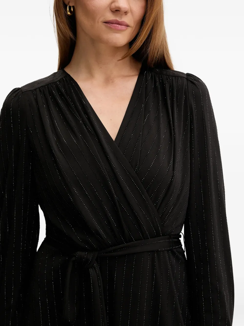 DKNY Jurk met gestrikte taille en V-hals Zwart
