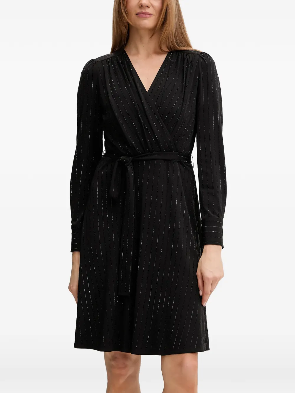 DKNY tie waist V-neck dress - Nero