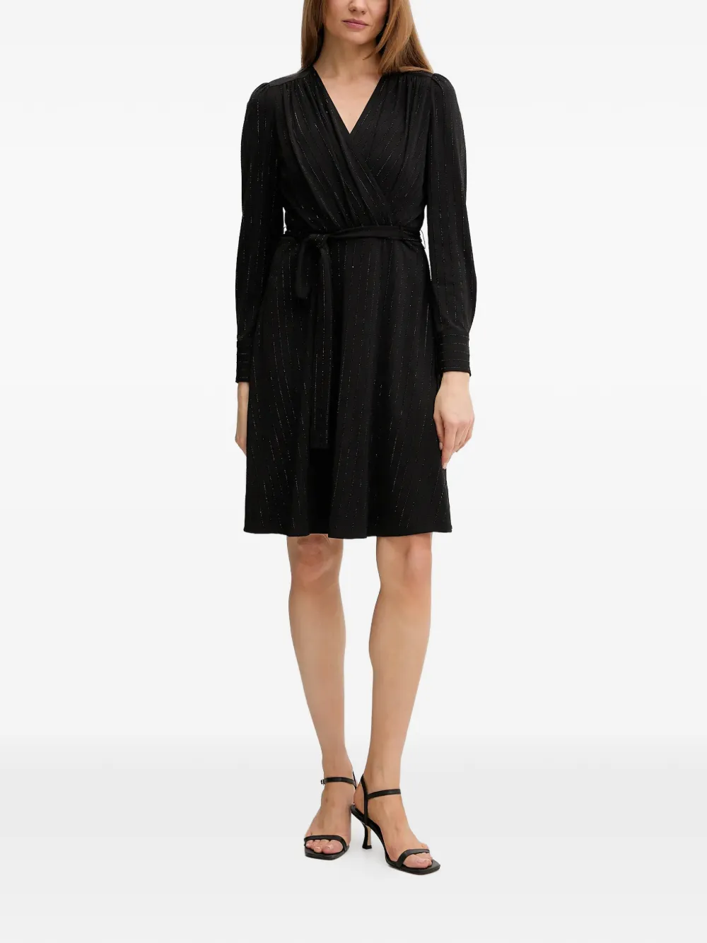 DKNY Jurk met gestrikte taille en V-hals Zwart