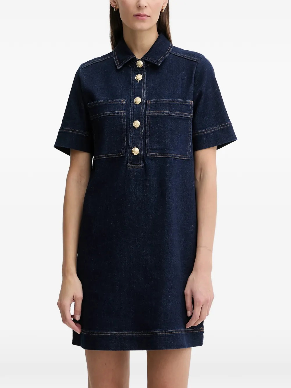 DKNY mini Shift button denim dress - Blu