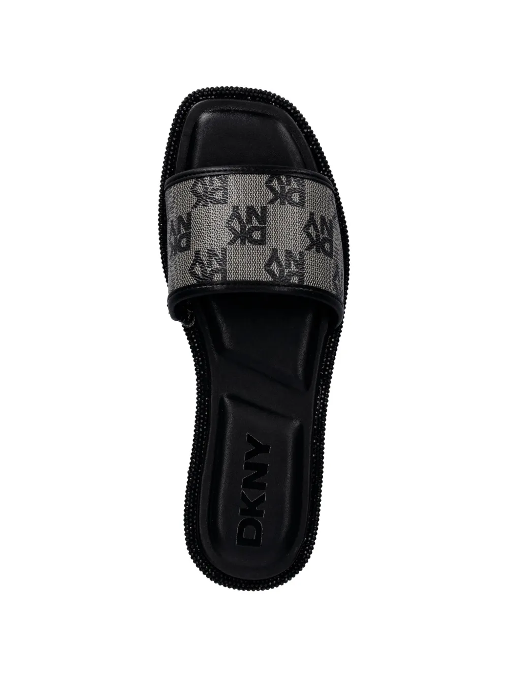 DKNY logo pattern embellished slides Grijs