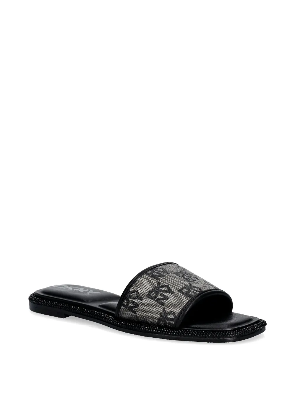 DKNY logo pattern embellished slides Grijs