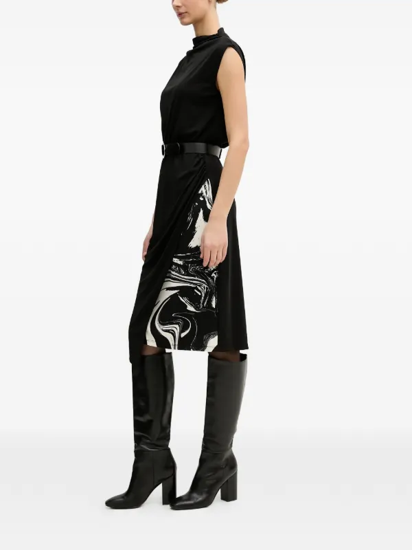 DKNY Roll Neck Print Dress | Black
