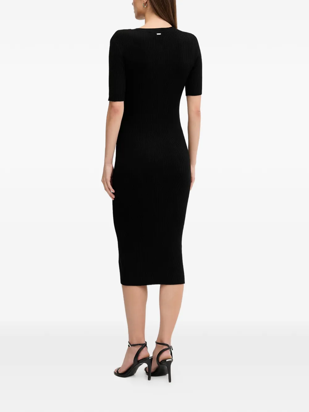 Dkny Button Rib Dress - Black 