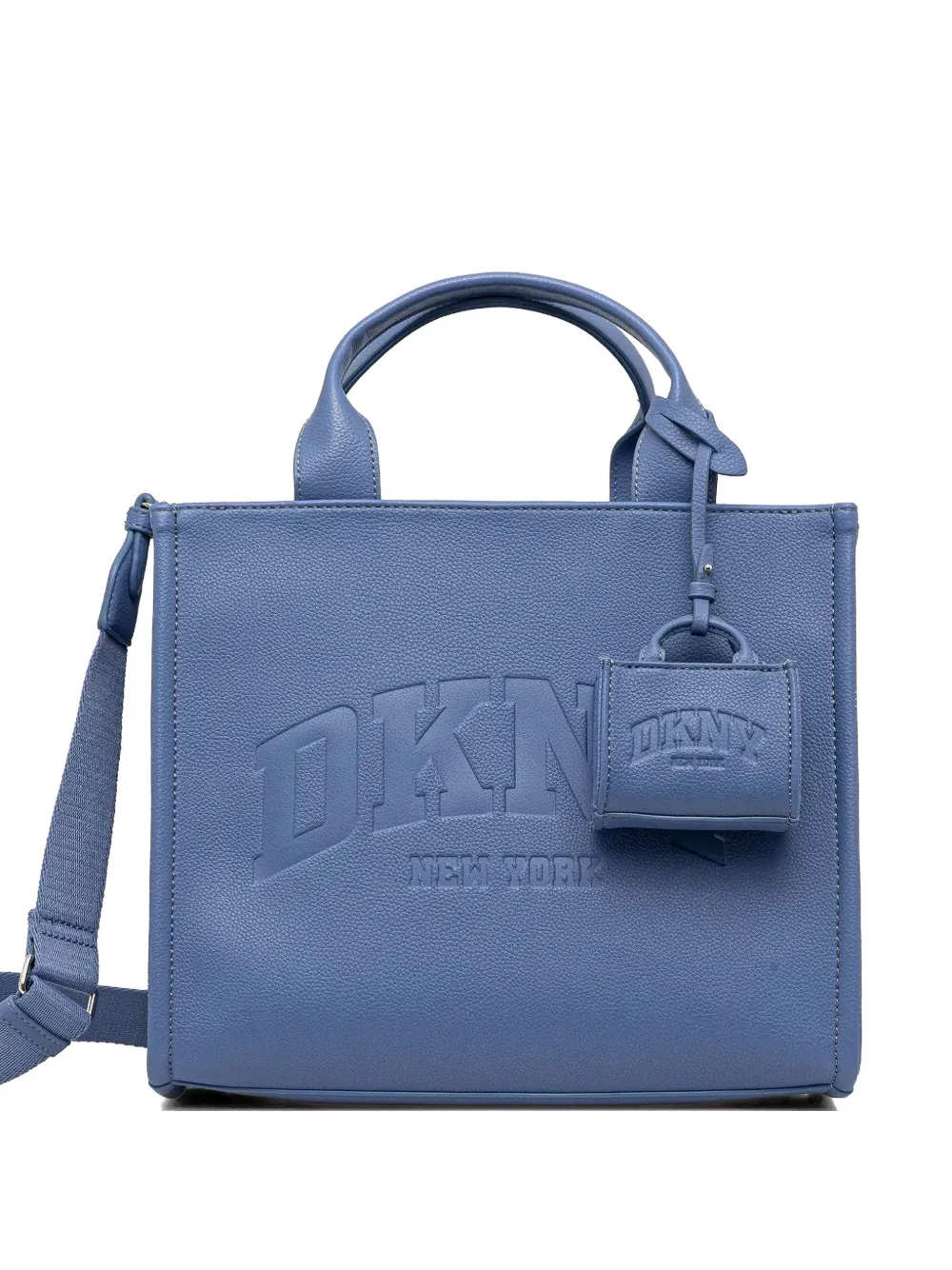 DKNY logo-embossed charm tote bag - Blu