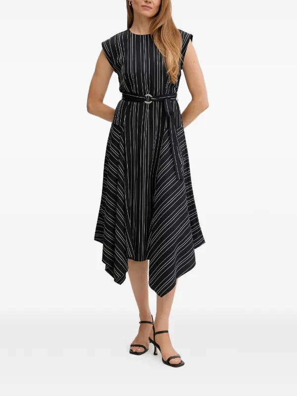 dkny dresses Women's Geo Printed Belted Fit and Flare Dress Short sleeves DKNY Dresses | Belk