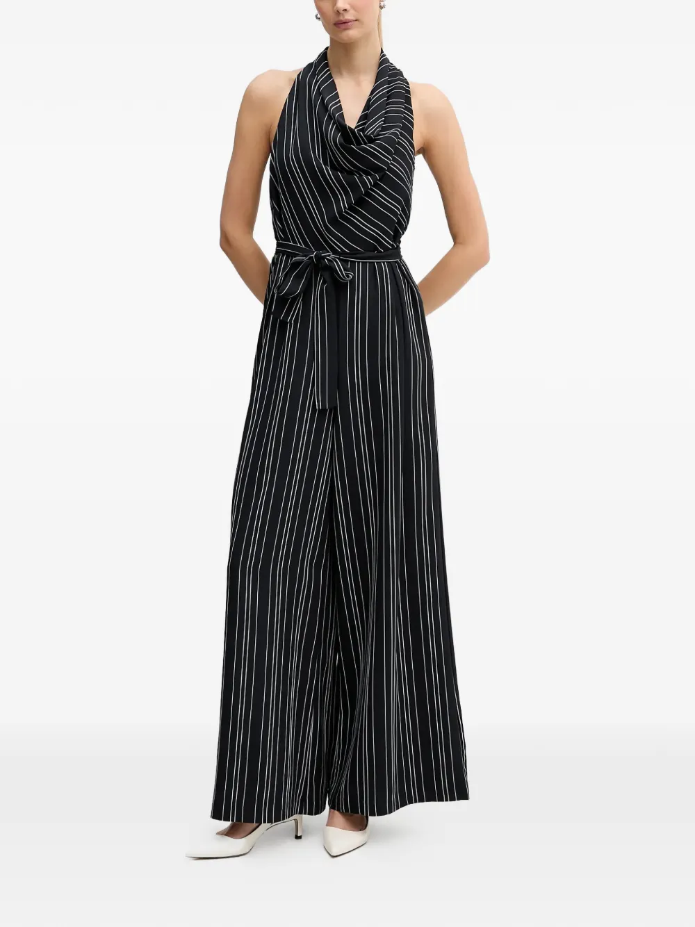 DKNY striped belted jumpsuit - Nero