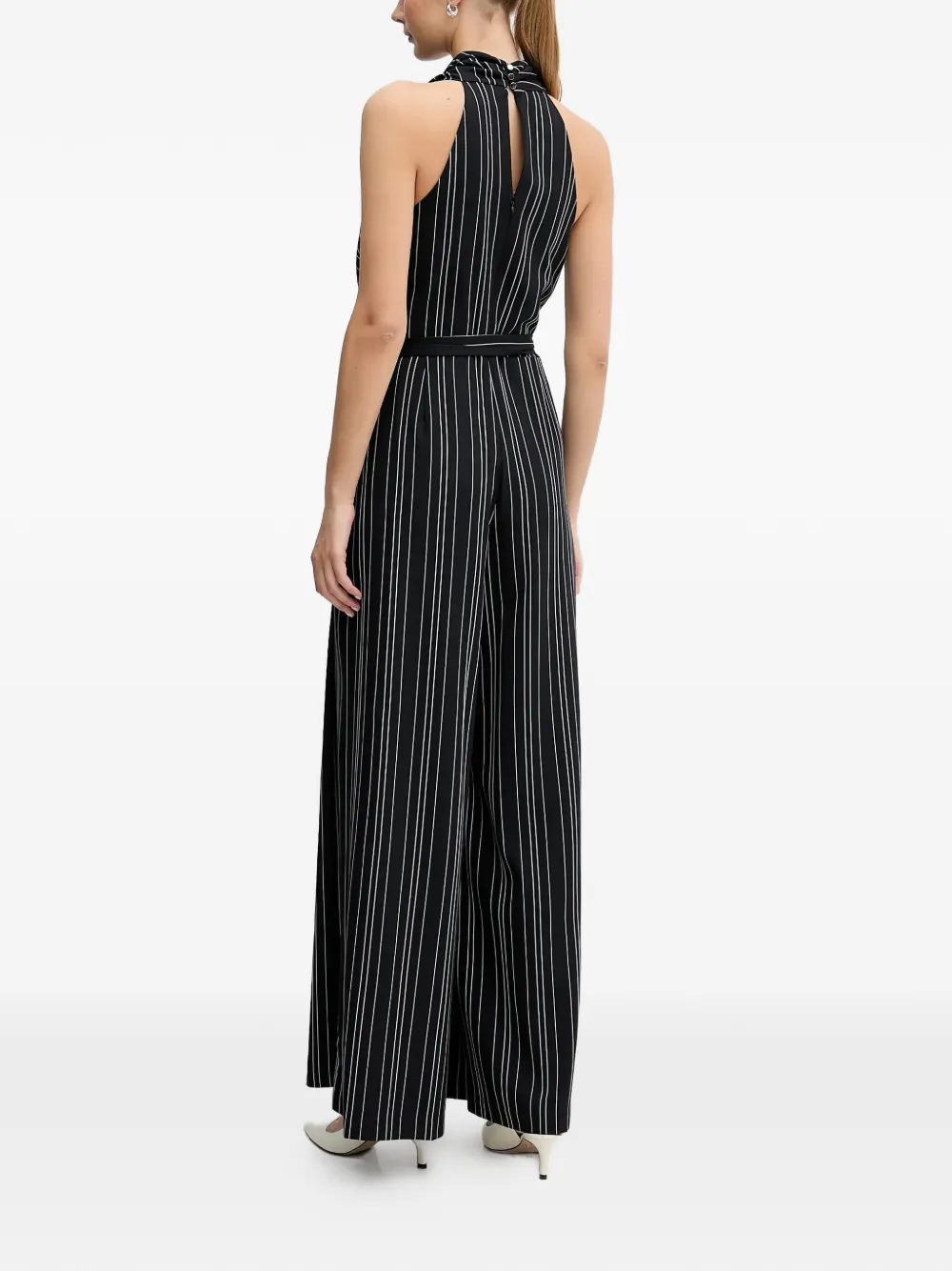 DKNY Gestreepte jumpsuit met ceintuur Zwart