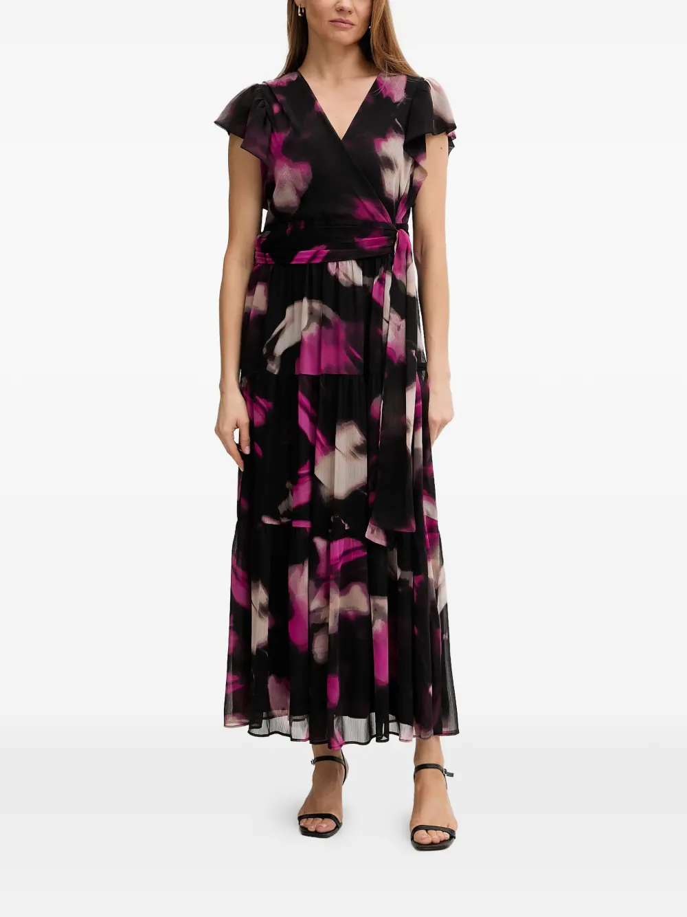 DKNY ruffled tie-waist maxi dress - Nero