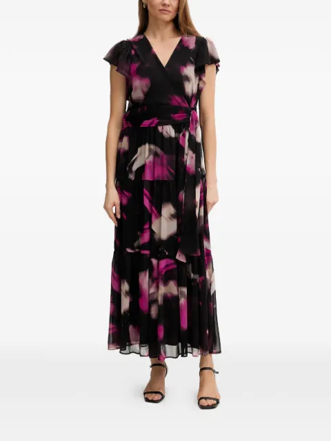 DKNY ruffled tie-waist maxi dress