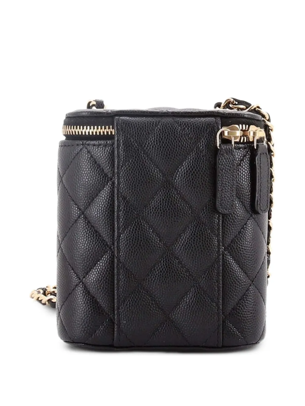  Chanel Pre-owned Mini Trousse De Toilette Vertical Classic Vanity Case With Chain Quilted Caviar - Noir 