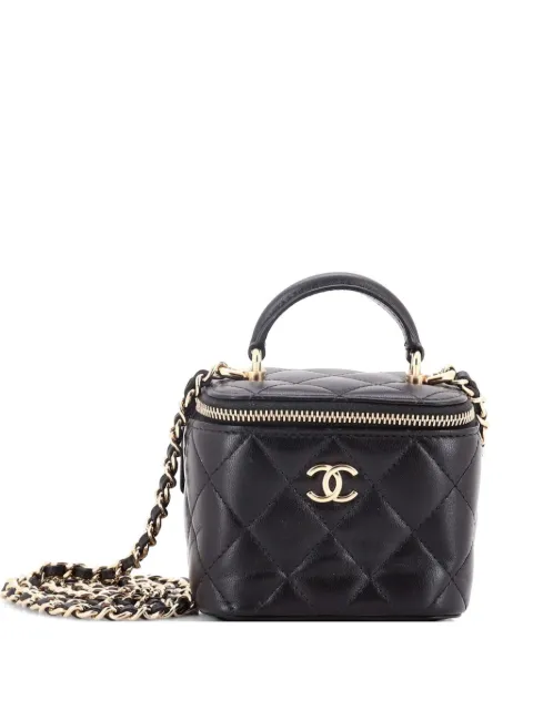 CHANEL Pre-Owned bolsa crossbody Vanity Case mini de piel de cordero capitonada con cadena