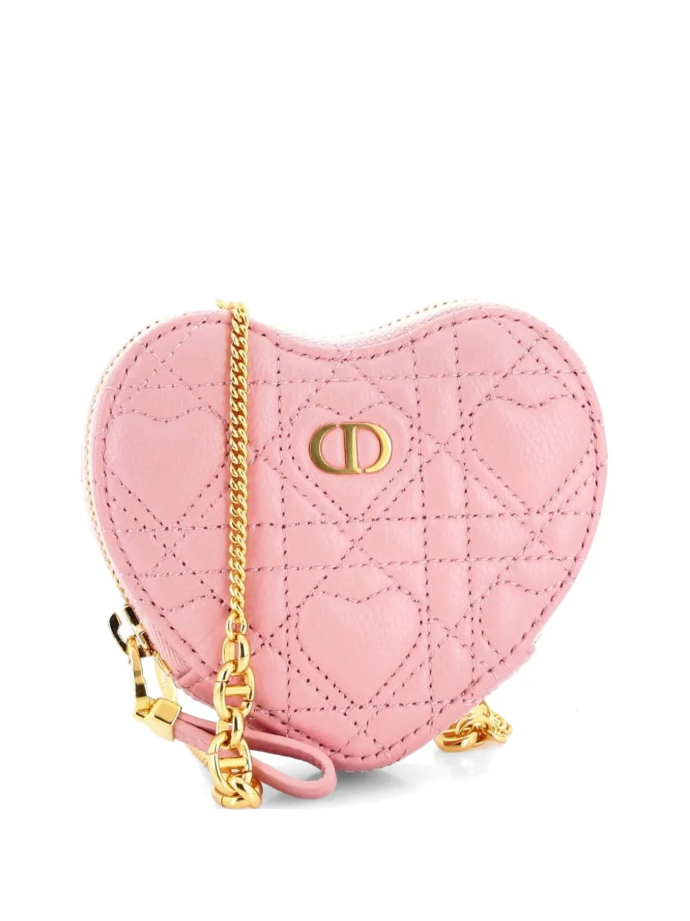 Christian Dior Pre-Owned DiorAmour Caro Heart Pouch with Chain Cannage Quilt Calfskin crossbody bag - Rosa