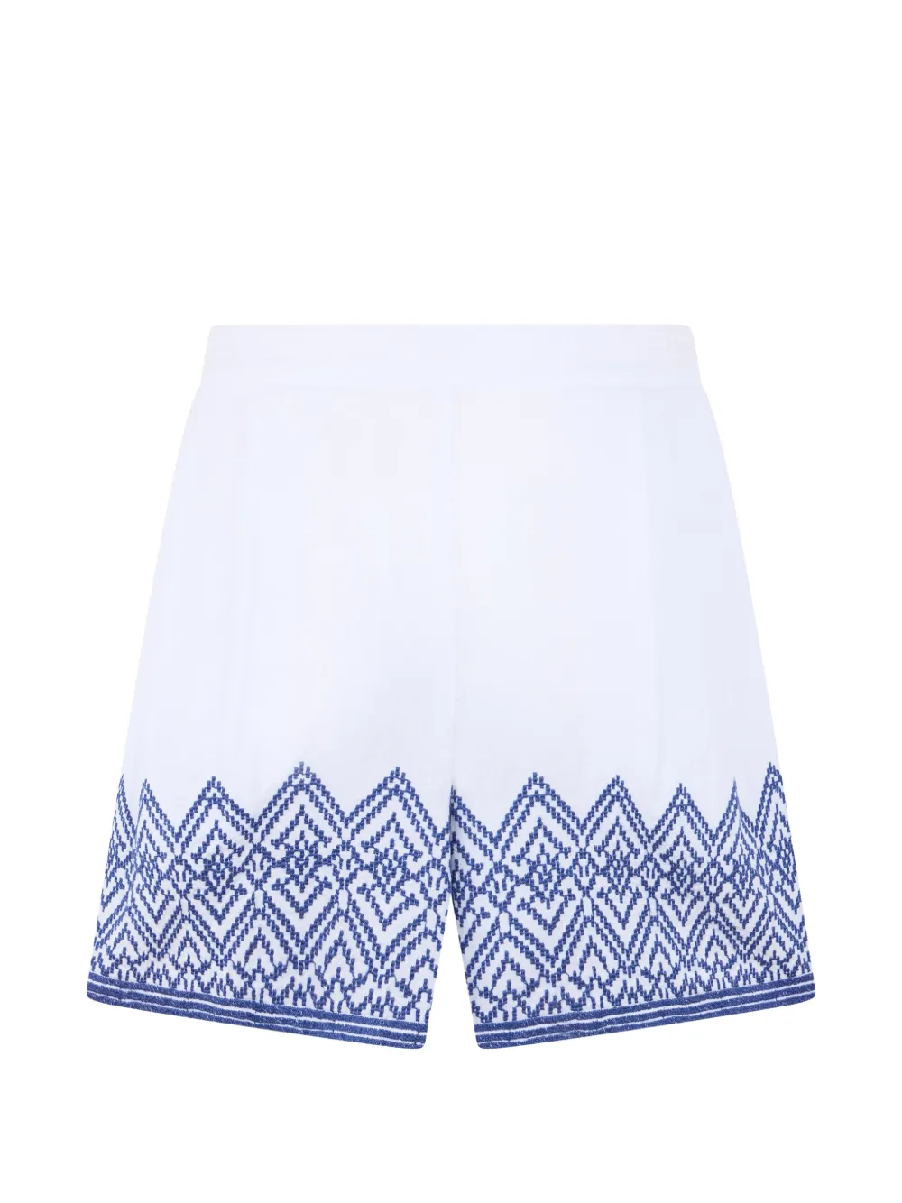 120% Lino embroidered shorts - Bianco