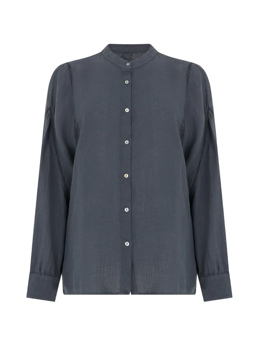 120% Lino collarless long-sleeve shirt - Grigio