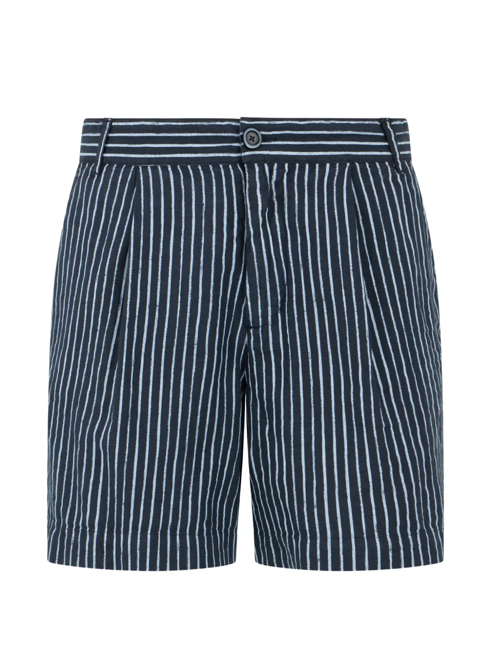 120% Lino striped pleat-detail shorts - Blue