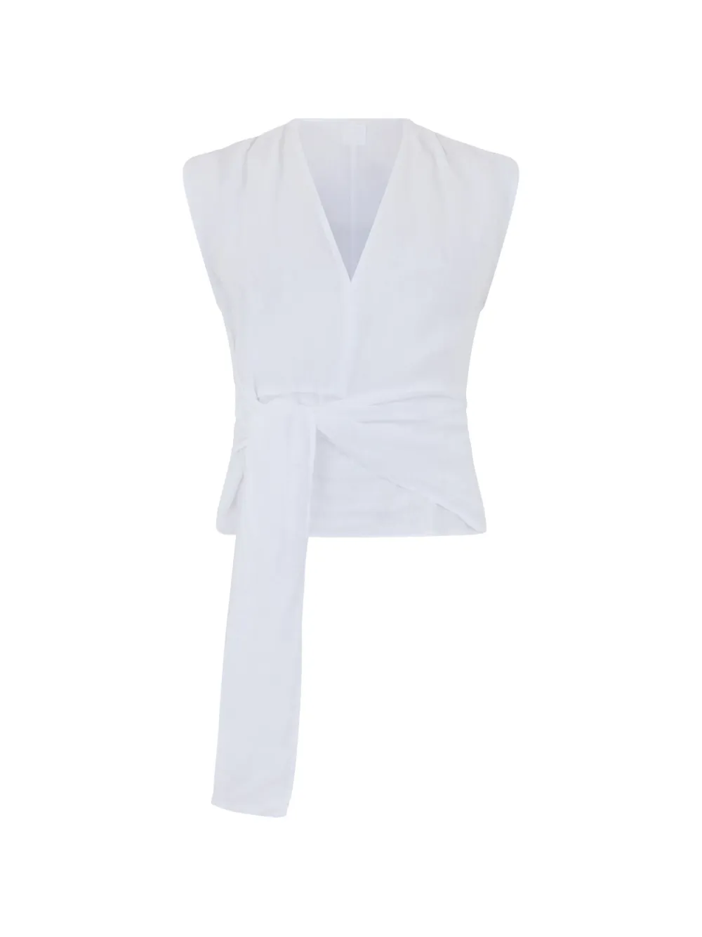 120% Lino V-neck top - Bianco