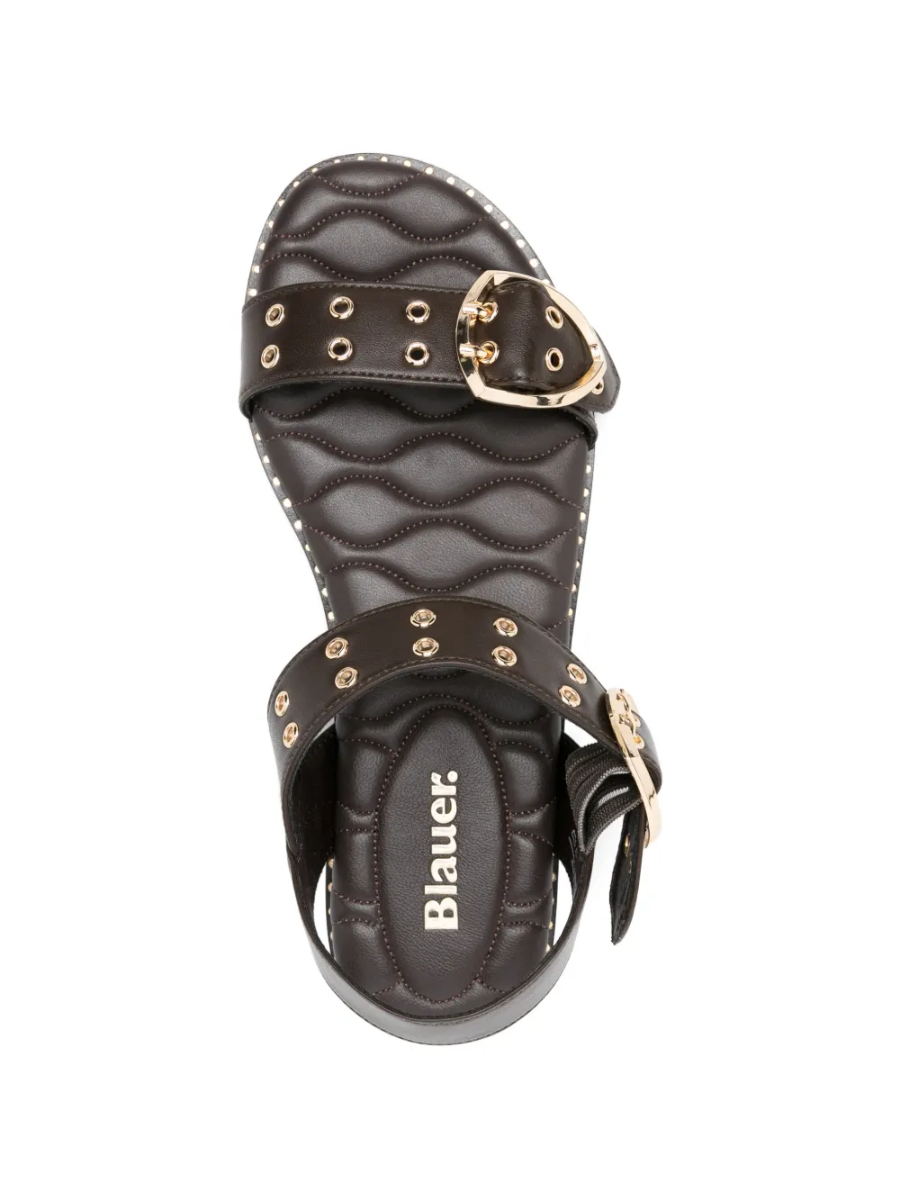 Blauer Leren sandalen met hartgesp Bruin