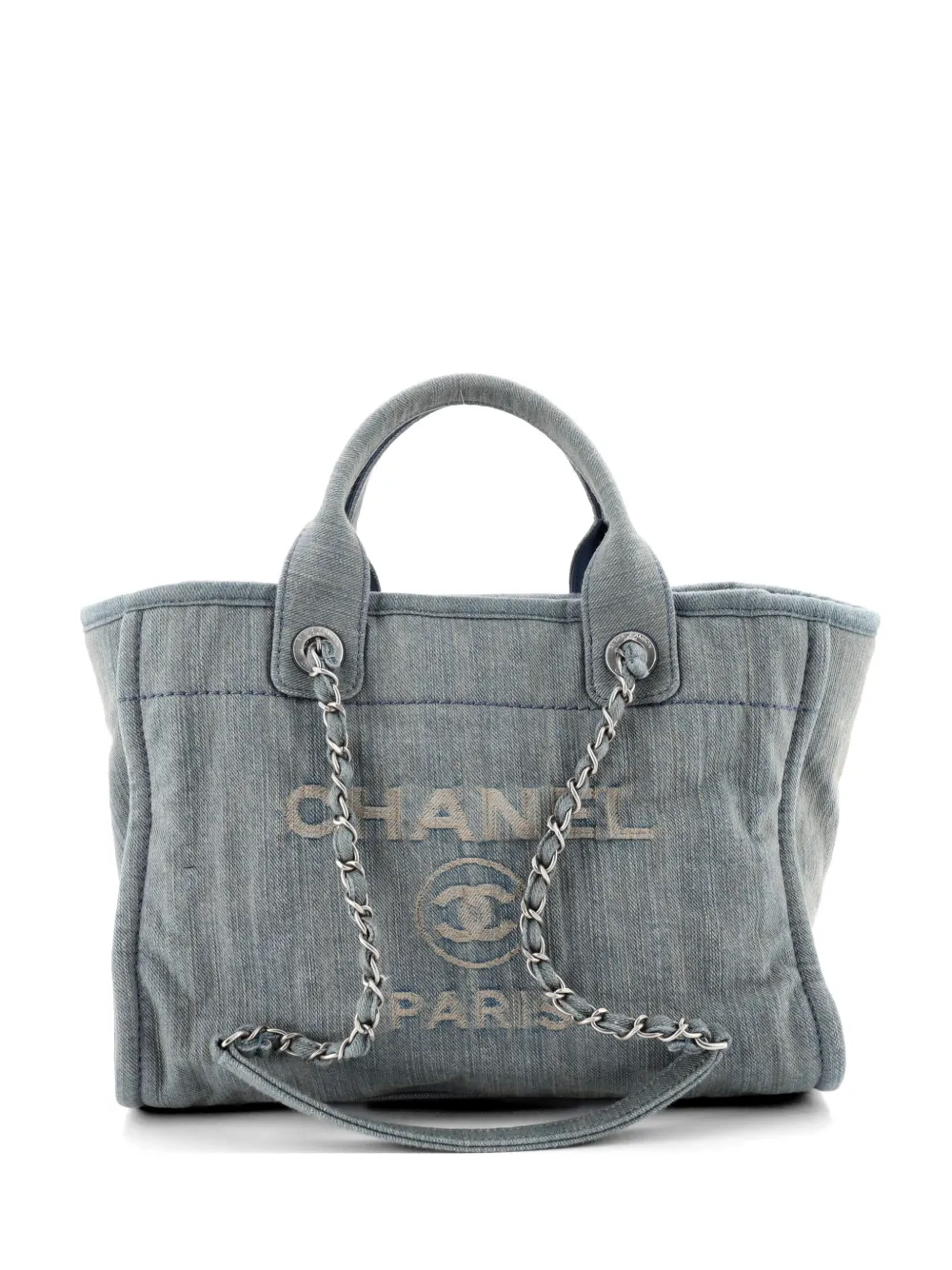 CHANEL Pre-Owned Borsa tote Deauville NM piccola in denim - Blu