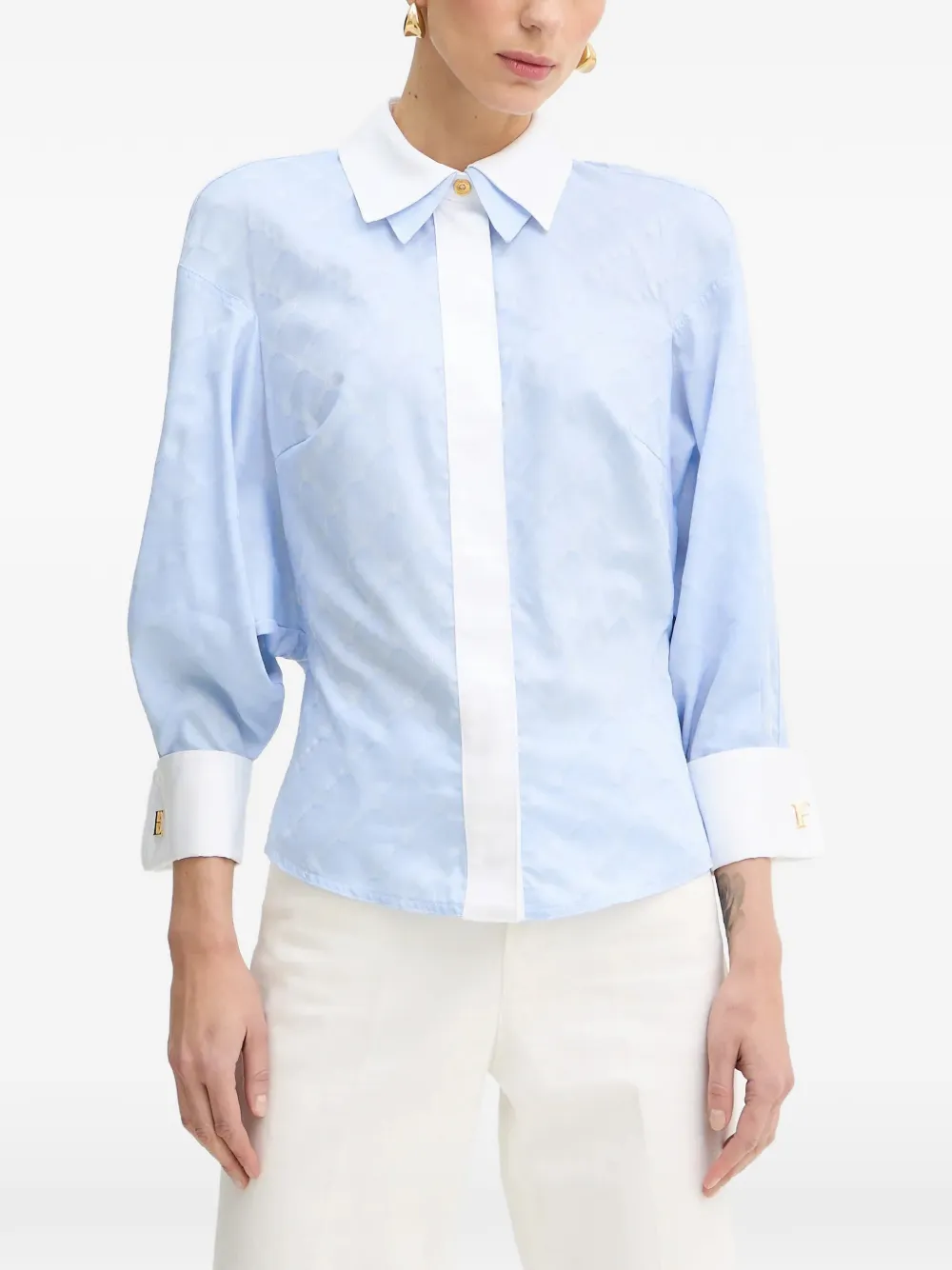 Elisabetta Franchi diamond-pattern jacquard shirt - Blu