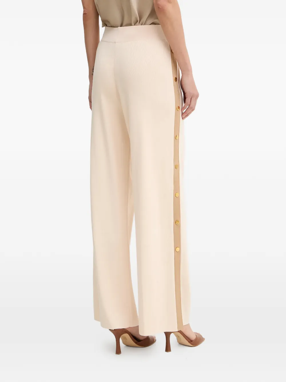  Elisabetta Franchi Side-stripe Logo-patch Trousers - Neutrals 