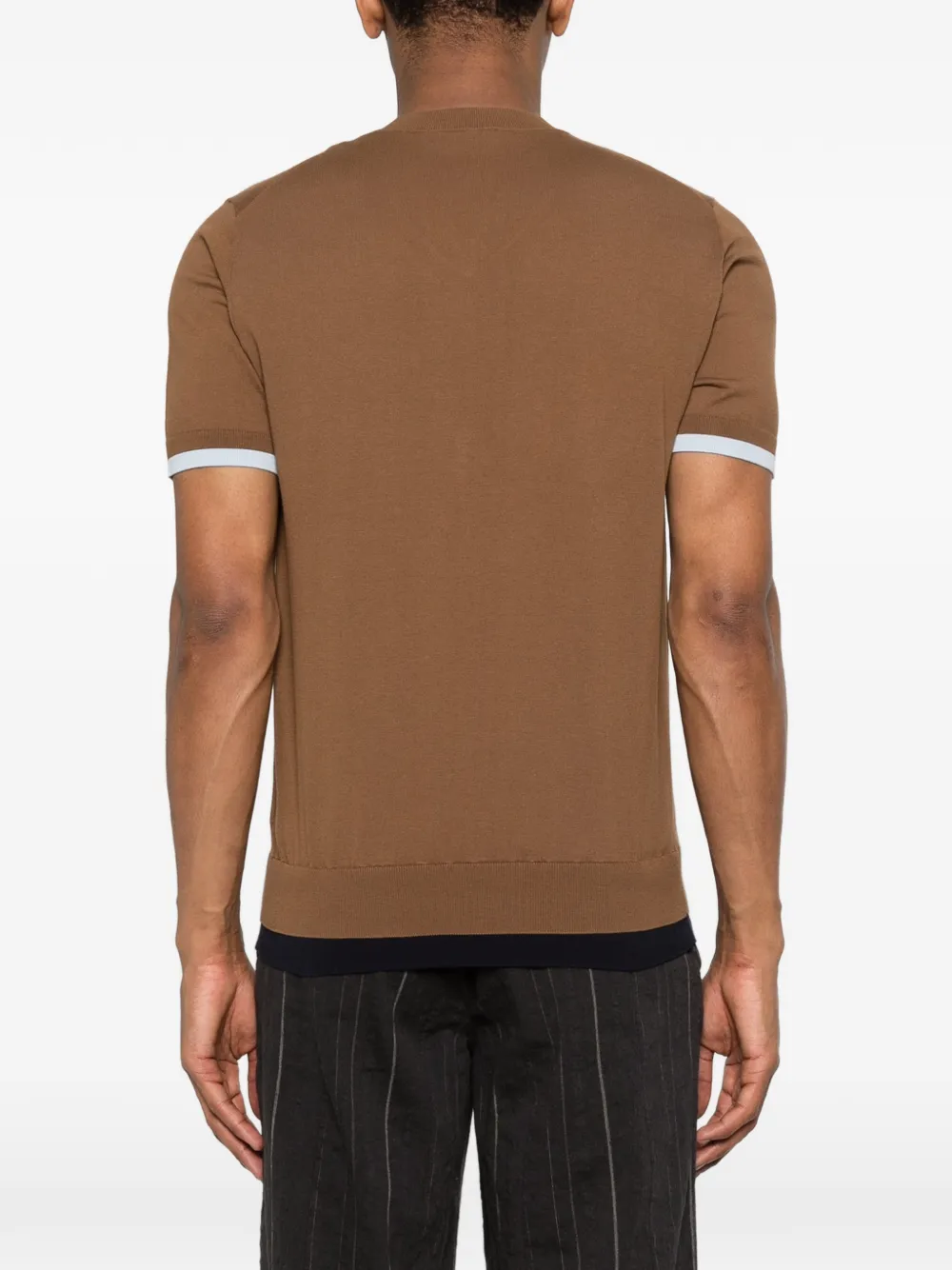 Paolo Pecora T-shirt met V-hals en vlakken Bruin