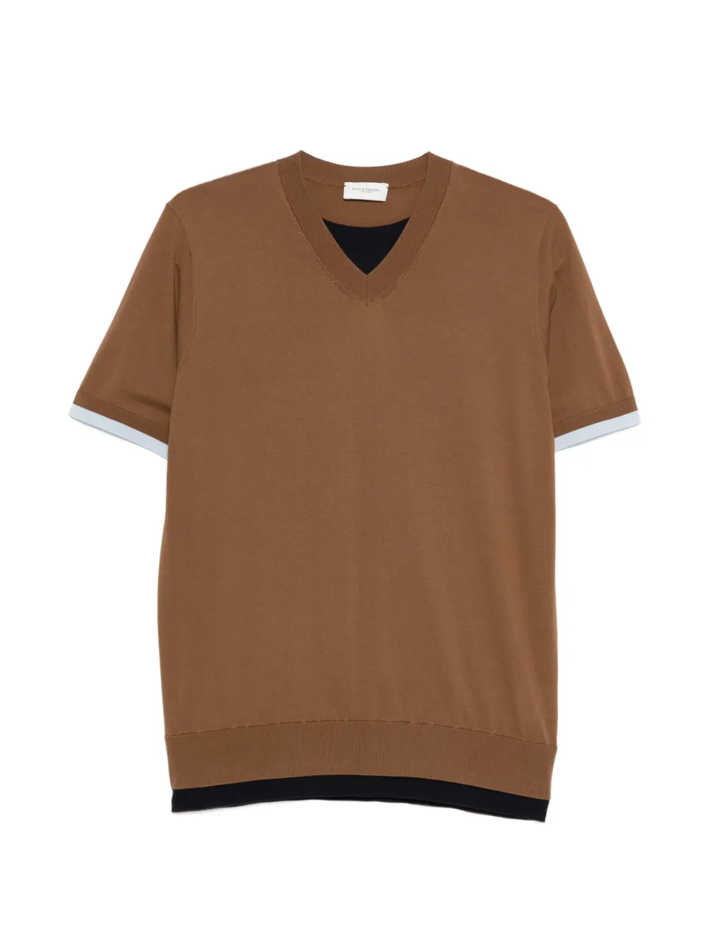 Paolo Pecora V-neck panelled T-shirt - Marrone