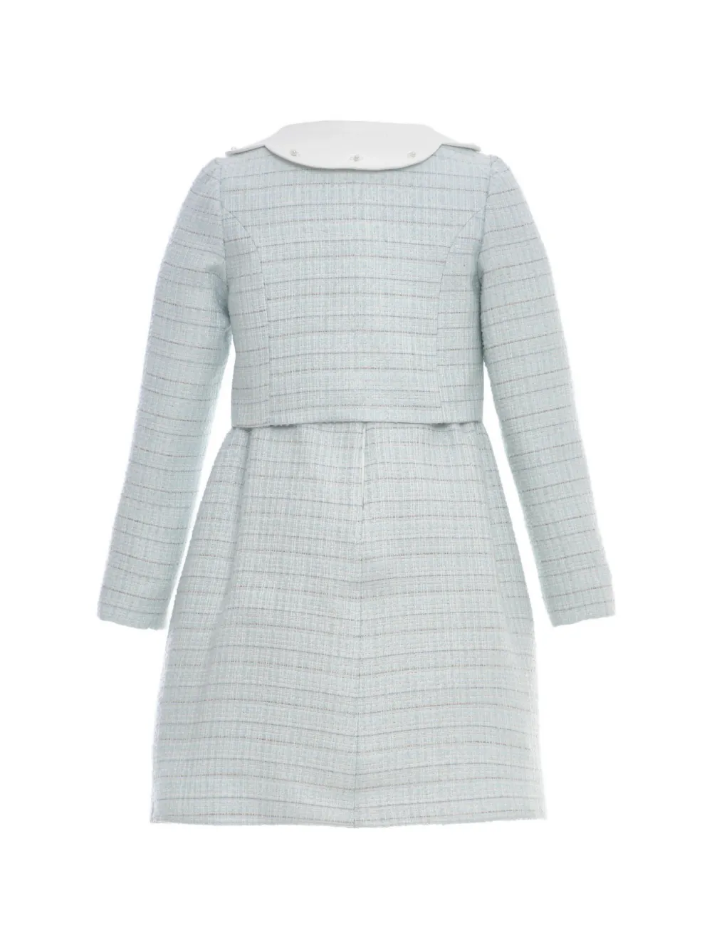 Dress & Fleur Mouwloze jurk set met tweed rok Blauw