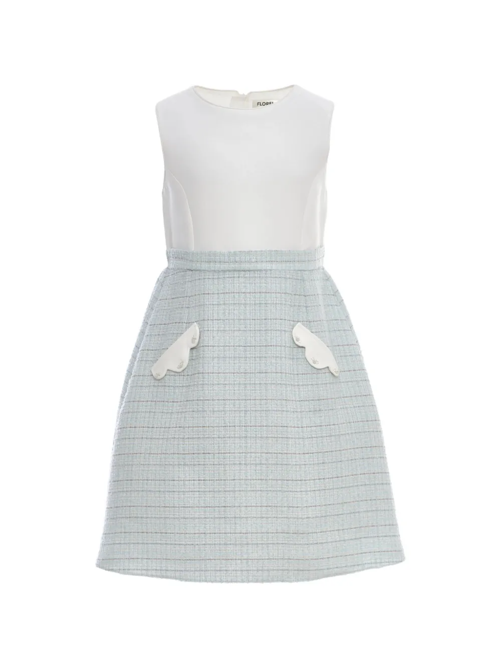 Dress & Fleur Mouwloze jurk set met tweed rok Blauw