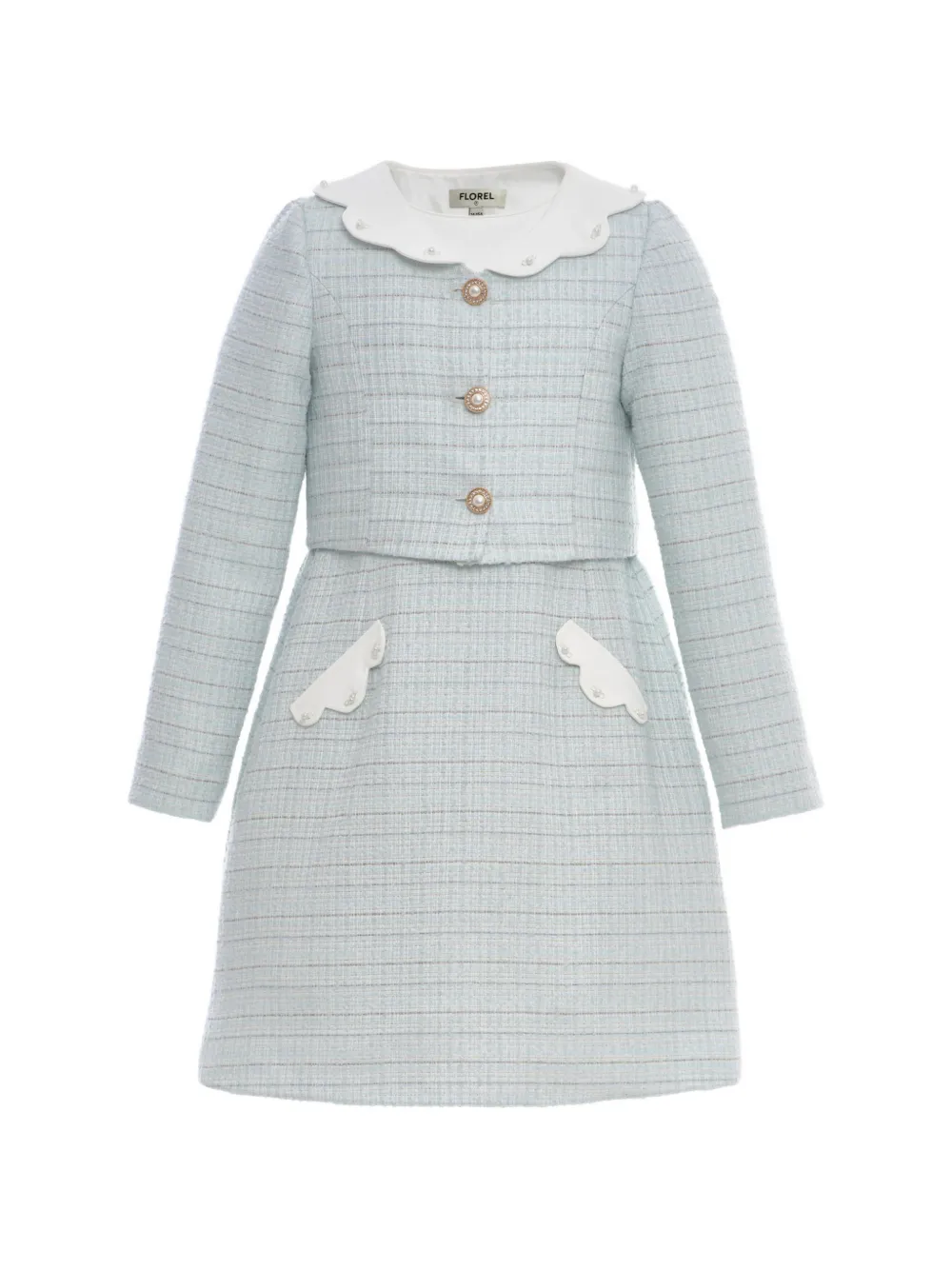 Dress & Fleur tweed-skirt sleeveless dress set - Blue
