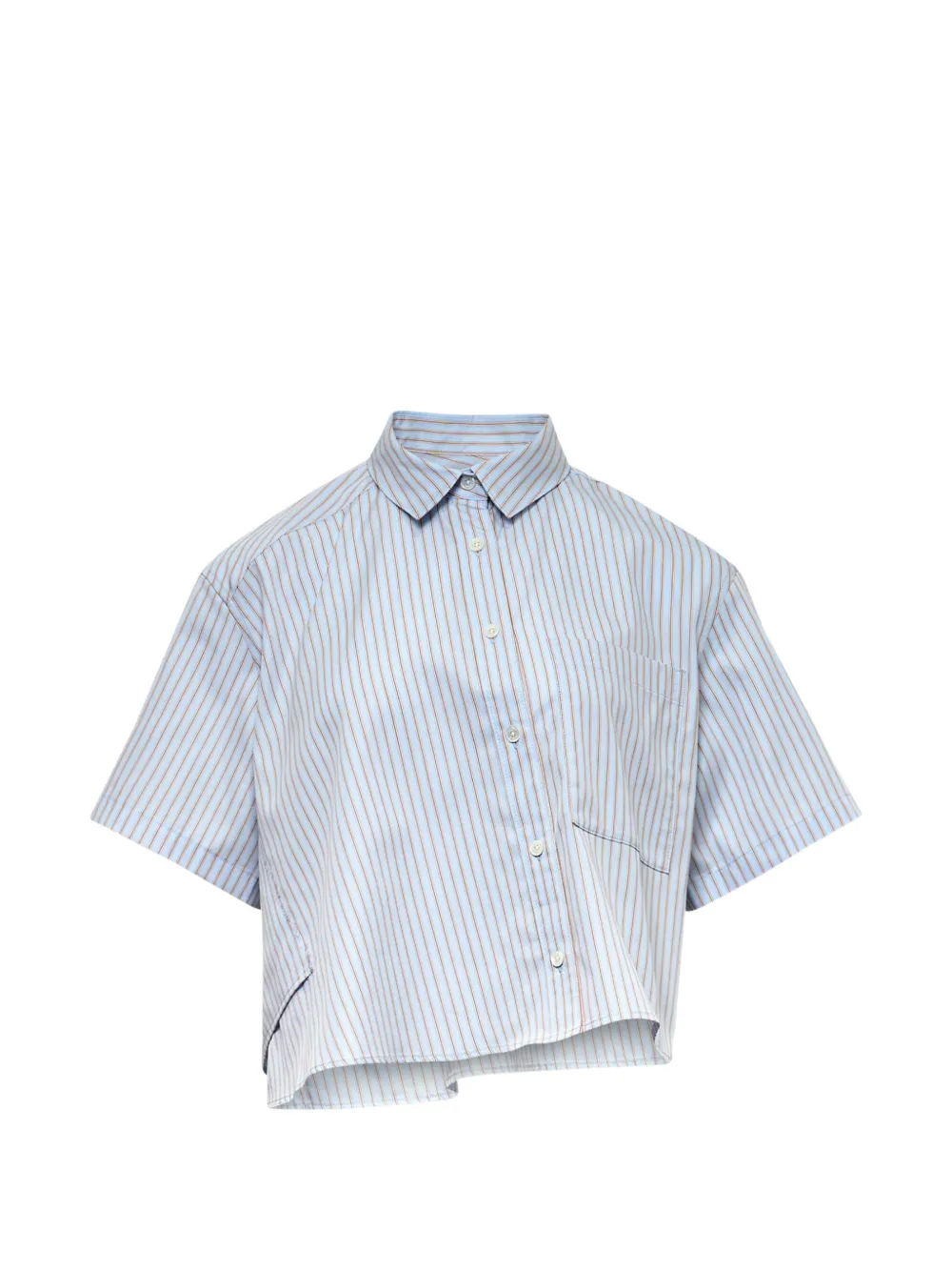 RE CODE asymmetrical stripe cropped shirt - Blu