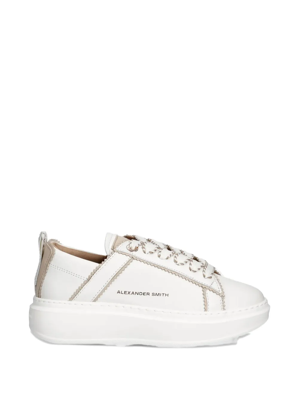 Alexander Smith Wembley Stitched-trim Sneakers In White