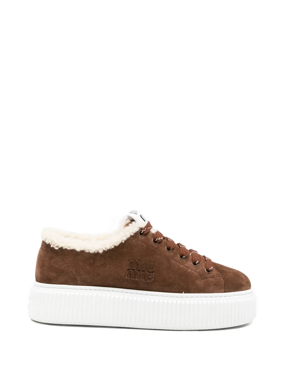 Miu Miu Pre-Owned lace-up suede sneakers - Marrone