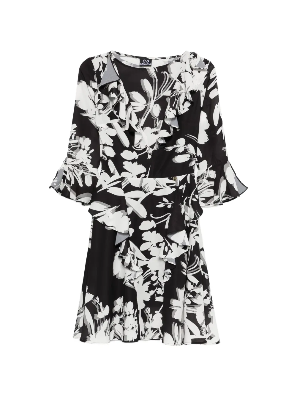 Catalina D'anglade floral ruffled dress - Nero