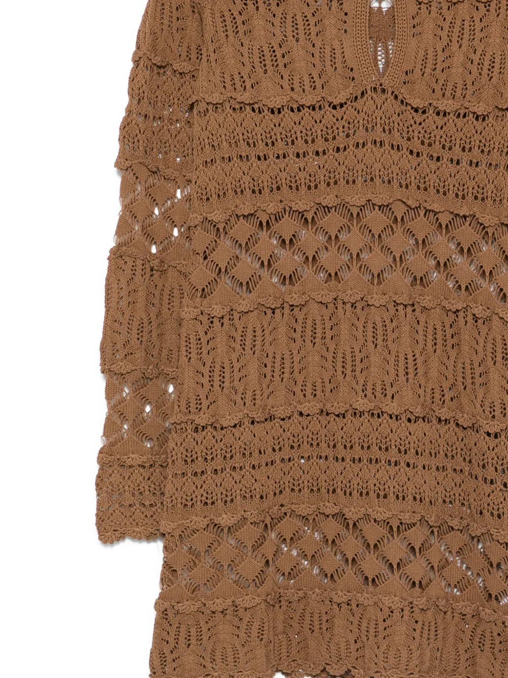  Semicouture Ruffled Openwork Mini Dress - Brown 